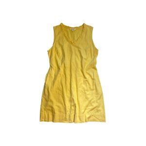 Briggs Yellow Linen Blend Sleeveless Ruffle V-Neck Shift Dress XL